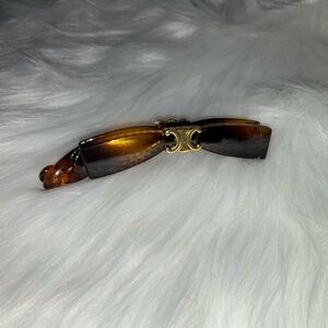 Brown Hair Clip with Gold Accent